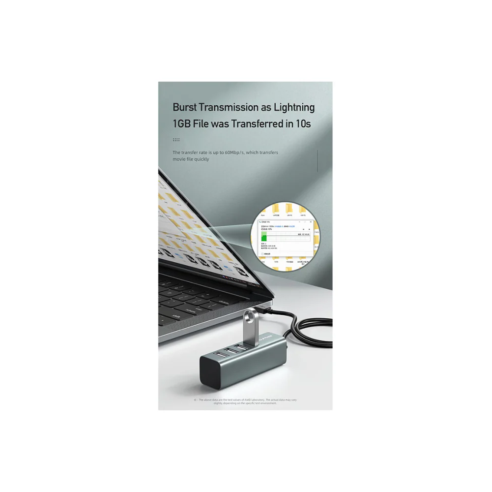 Awei CL-122T Type-C Hub to USB 2.0 with 4 Ports - Space Gray - Image 4